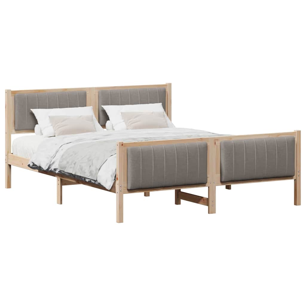 Bed frame Brown and taupe 150 x 200 cm Solid pine wood