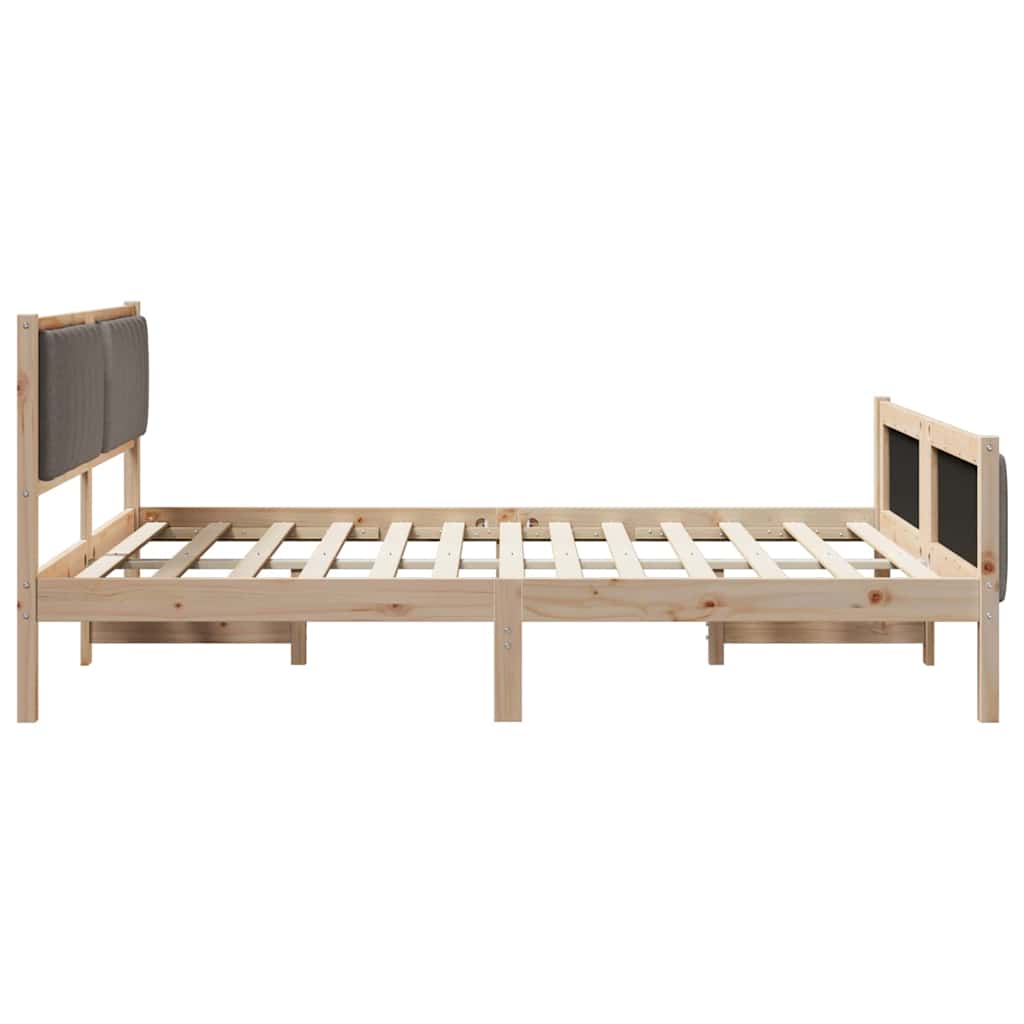 Bed frame Brown and taupe 150 x 200 cm Solid pine wood