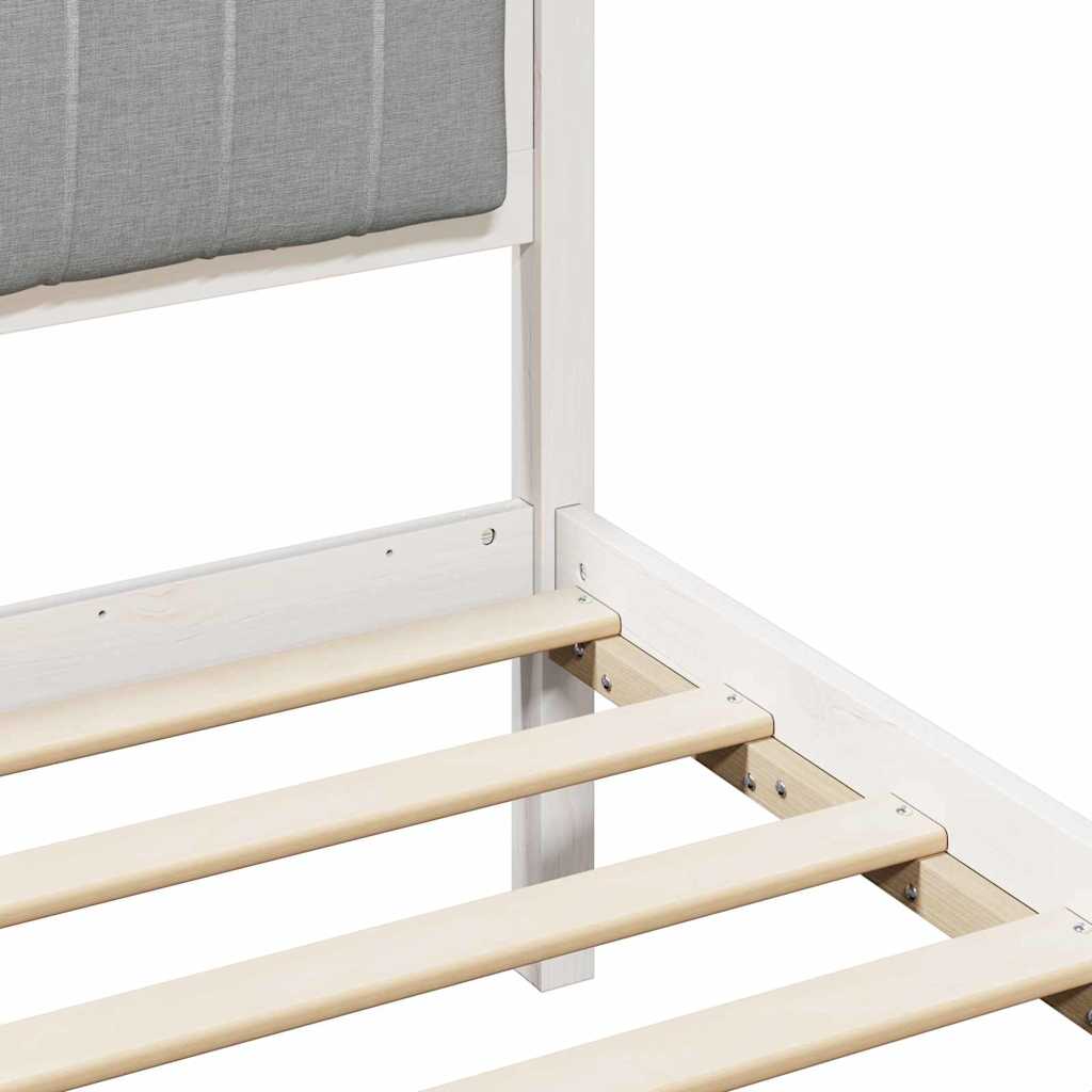 Bed frame White and light grey 150 x 200 cm Solid pine wood