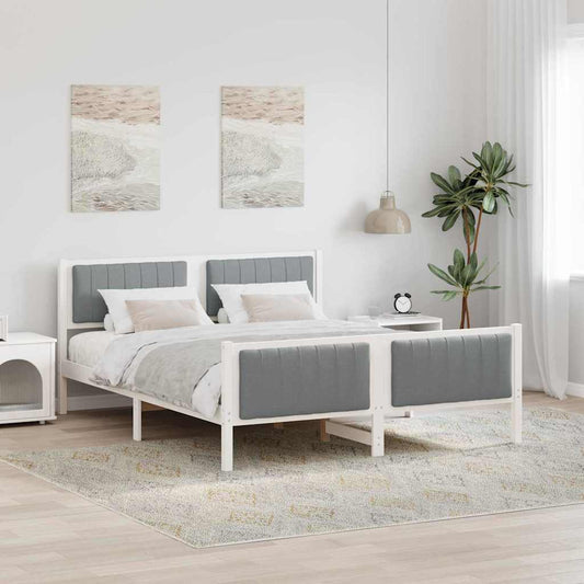 Bed frame White and light grey 150 x 200 cm Solid pine wood