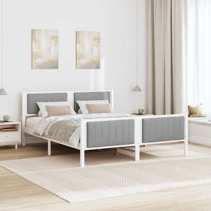 Bed frame White and light grey 150 x 200 cm Solid pine wood
