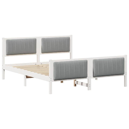 Bed frame White and light grey 150 x 200 cm Solid pine wood