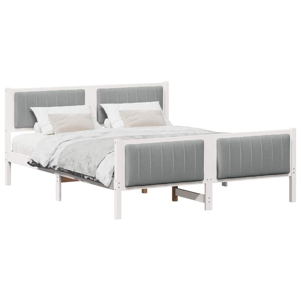 Bed frame White and light grey 150 x 200 cm Solid pine wood