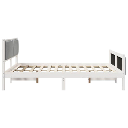 Bed frame White and light grey 150 x 200 cm Solid pine wood