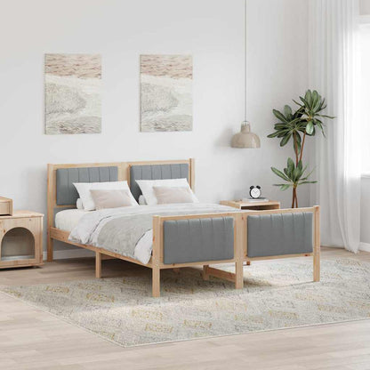 Bed frame Brown and light grey 140 x 200 cm Solid pine wood
