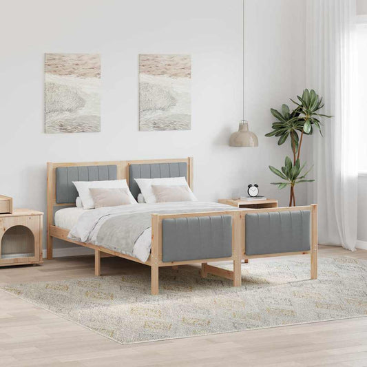Bed frame Brown and light grey 140 x 200 cm Solid pine wood