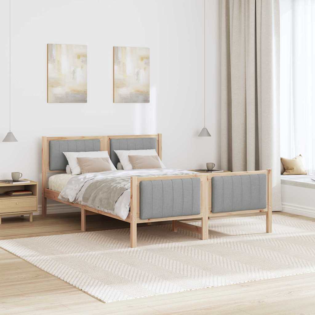 Bed frame Brown and light grey 140 x 200 cm Solid pine wood