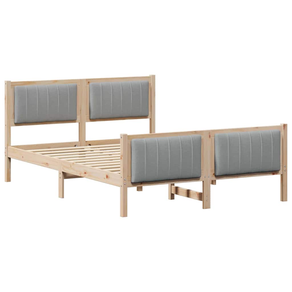 Bed frame Brown and light grey 140 x 200 cm Solid pine wood
