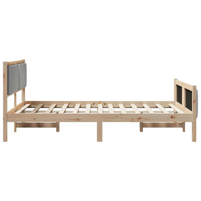 Bed frame Brown and light grey 140 x 200 cm Solid pine wood