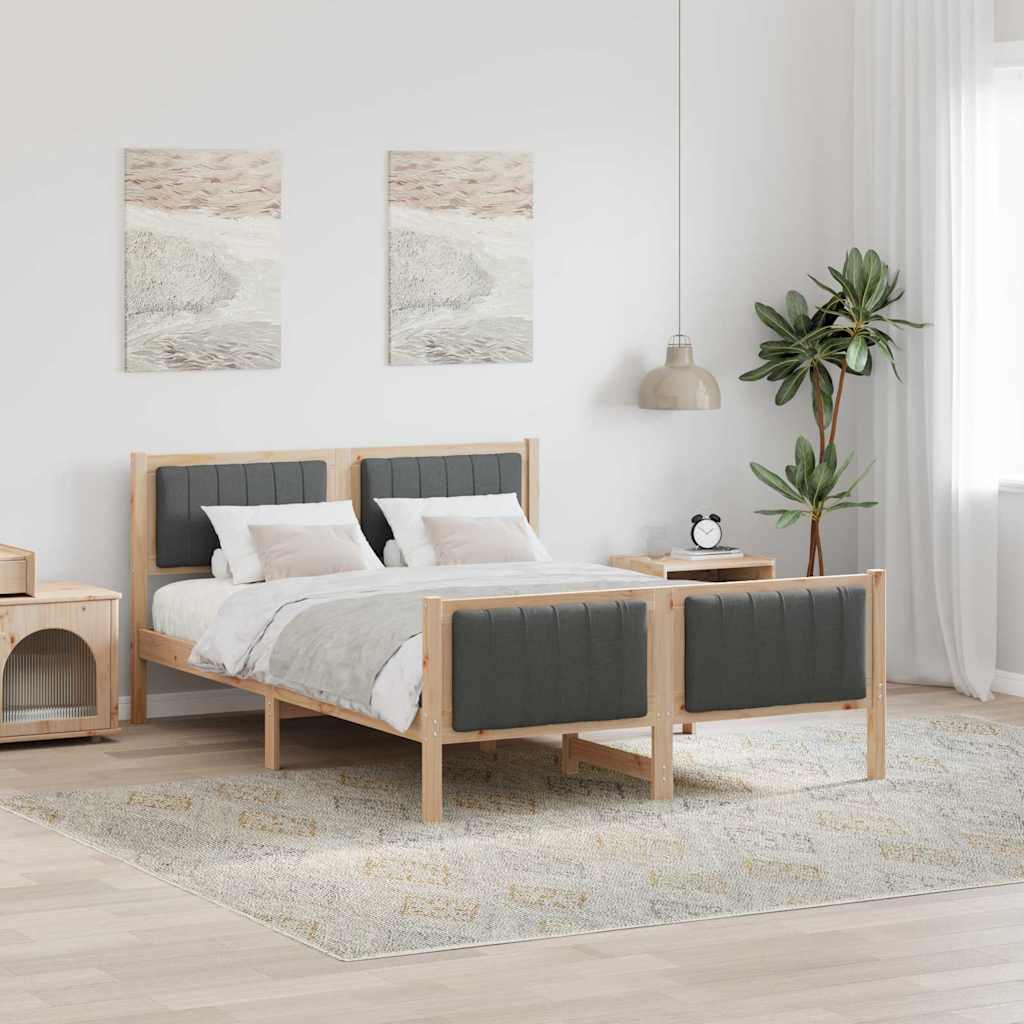 Bed frame Brown and dark grey 140 x 200 cm Solid pine wood
