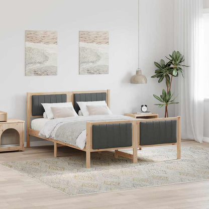 Bed frame Brown and dark grey 140 x 200 cm Solid pine wood