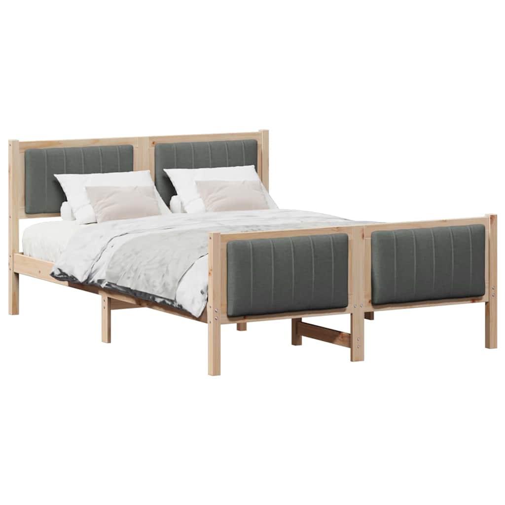 Bed frame Brown and dark grey 140 x 200 cm Solid pine wood