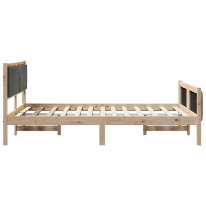 Bed frame Brown and dark grey 140 x 200 cm Solid pine wood