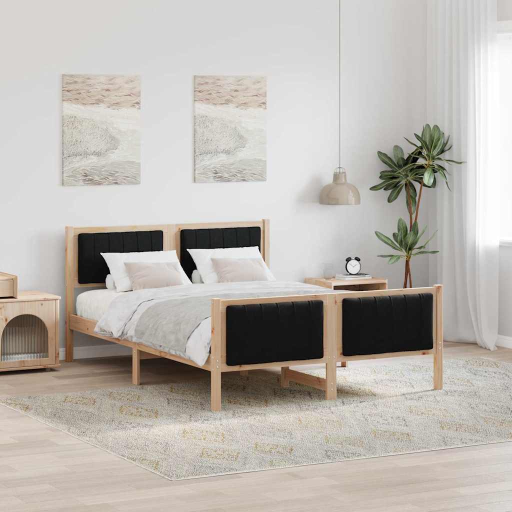Bed frame Brown and black 140 x 200 cm Solid pine wood
