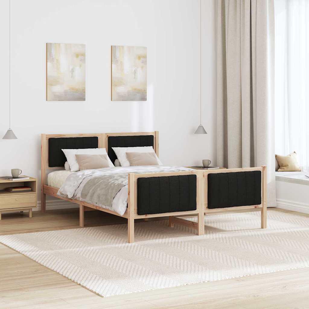Bed frame Brown and black 140 x 200 cm Solid pine wood