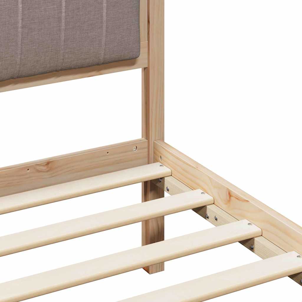 Bed frame Brown and taupe 140 x 200 cm Solid pine wood