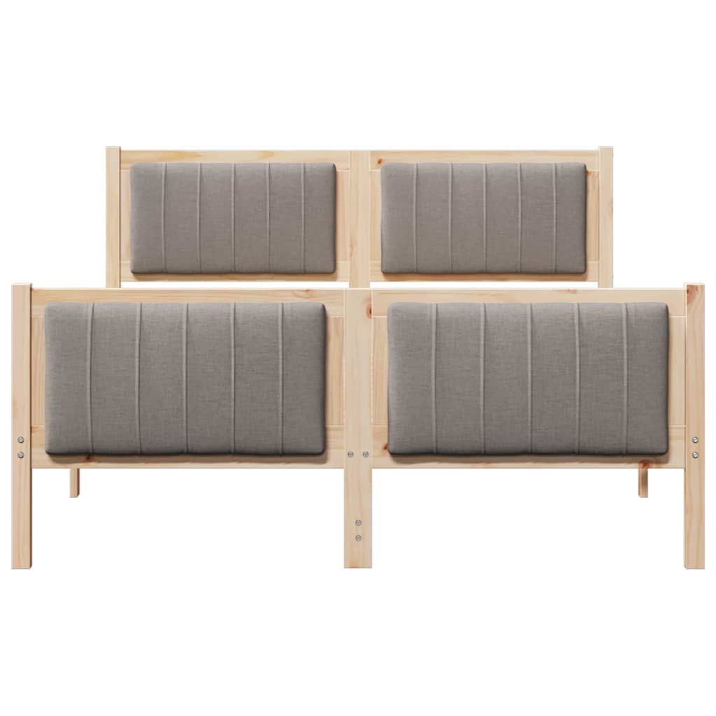 Bed frame Brown and taupe 140 x 200 cm Solid pine wood