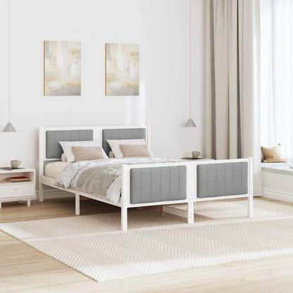 Bed frame White and light grey 140 x 200 cm Solid pine wood