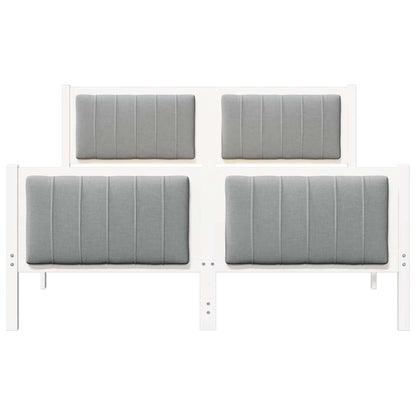 Bed frame White and light grey 140 x 200 cm Solid pine wood