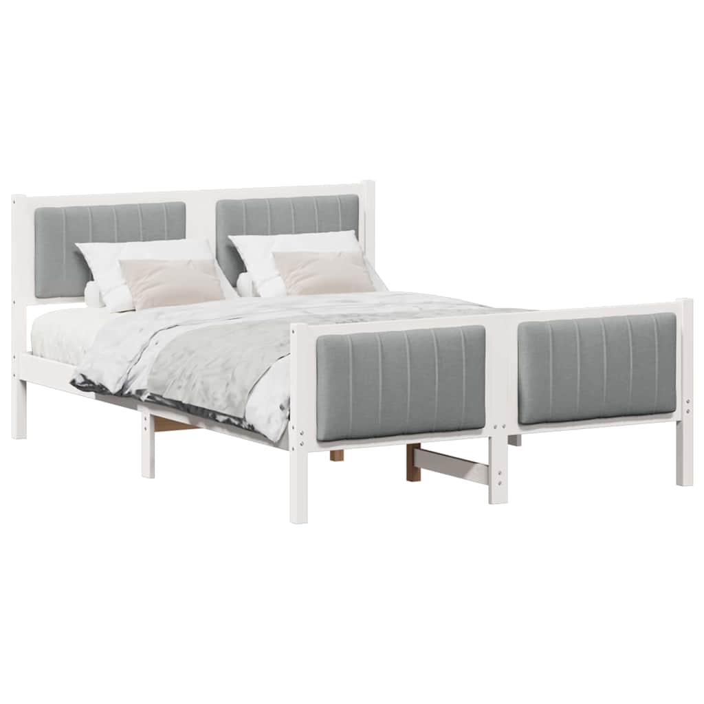 Bed frame White and light grey 140 x 200 cm Solid pine wood