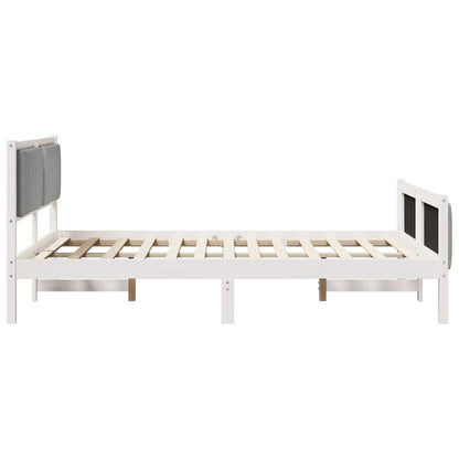Bed frame White and light grey 140 x 200 cm Solid pine wood