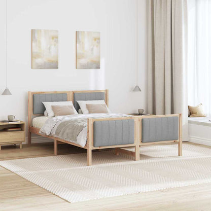 Bed frame Brown and light grey 140 x 190 cm Solid pine wood