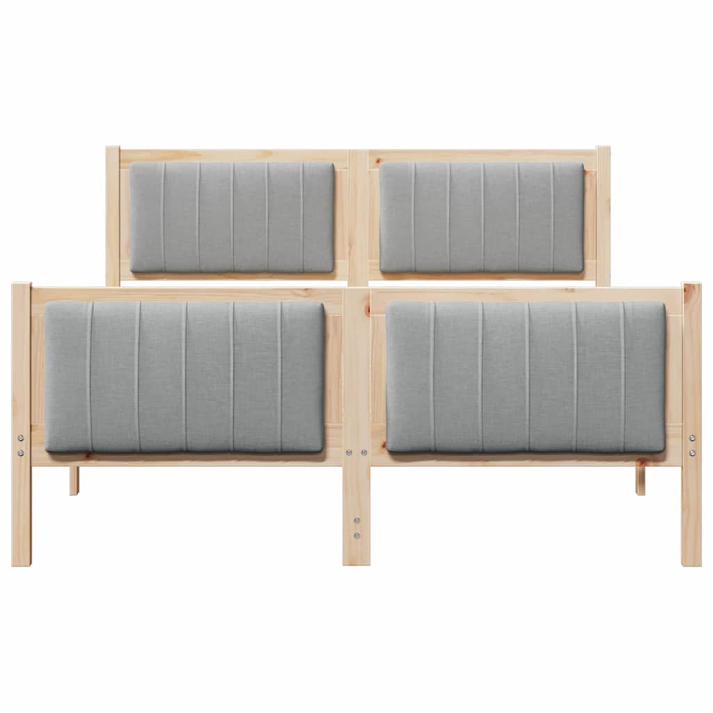 Bed frame Brown and light grey 140 x 190 cm Solid pine wood