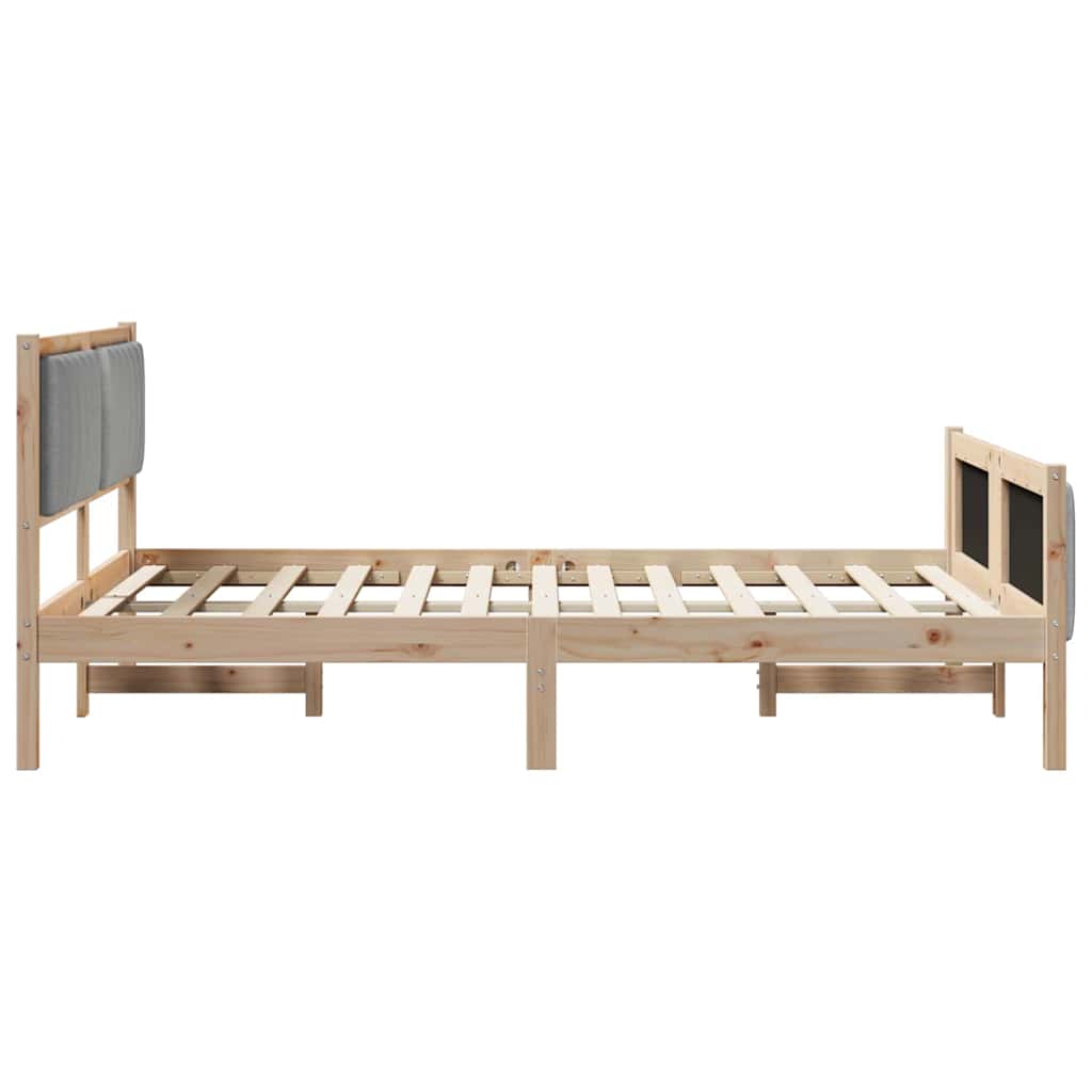 Bed frame Brown and light grey 140 x 190 cm Solid pine wood