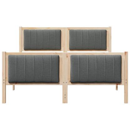 Bed frame Brown and dark grey 140 x 190 cm Solid pine wood