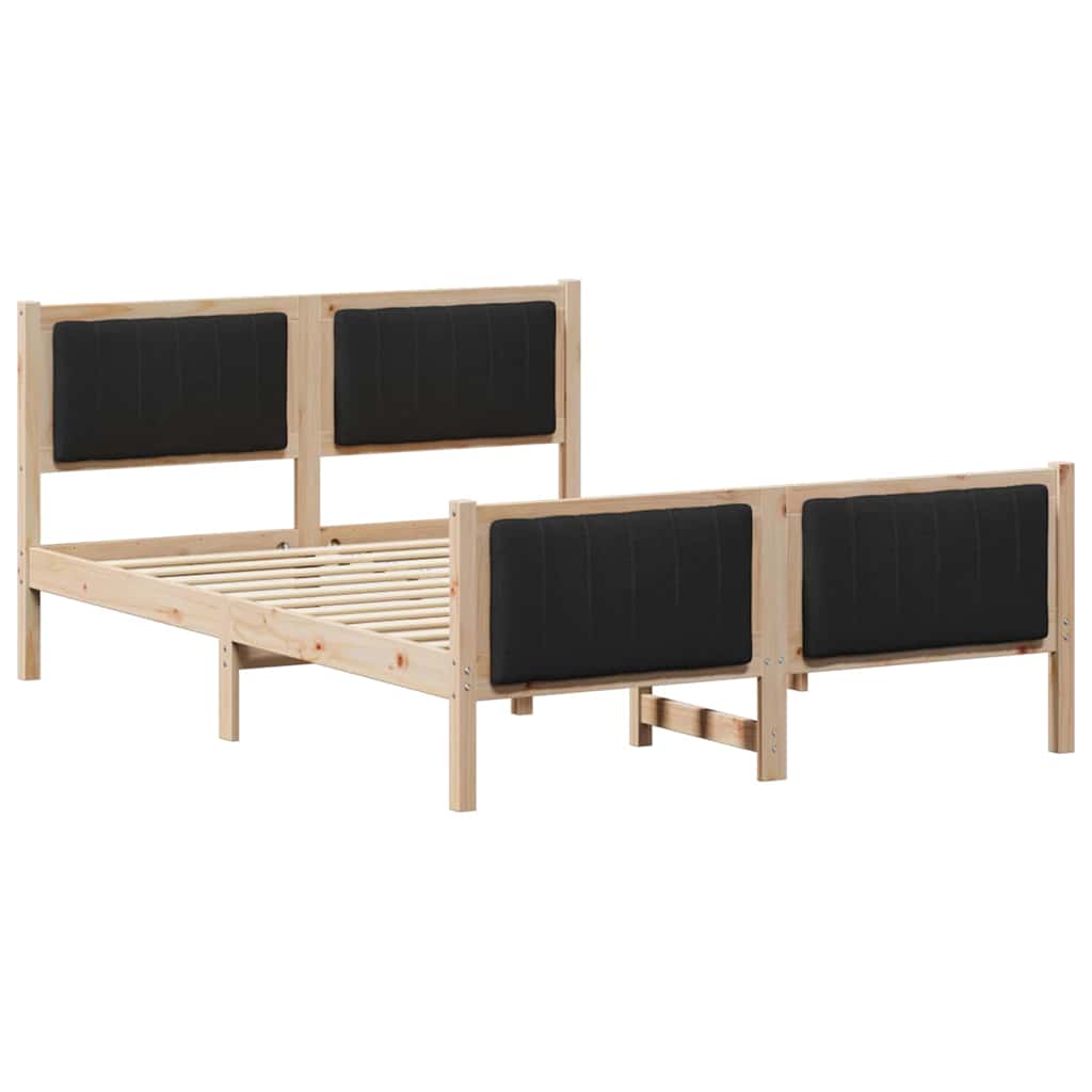 Bed frame Brown and black 140 x 190 cm Solid pine wood