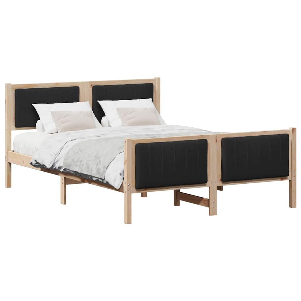 Bed frame Brown and black 140 x 190 cm Solid pine wood