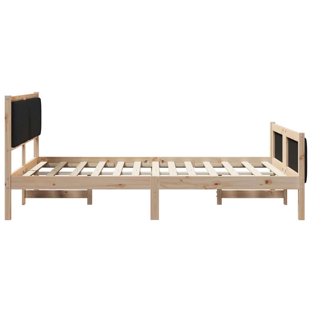 Bed frame Brown and black 140 x 190 cm Solid pine wood