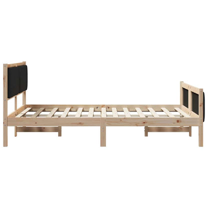 Bed frame Brown and black 140 x 190 cm Solid pine wood