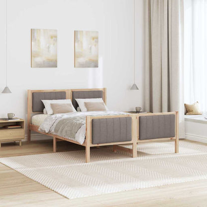 Bed frame Brown and taupe 140 x 190 cm Solid pine wood