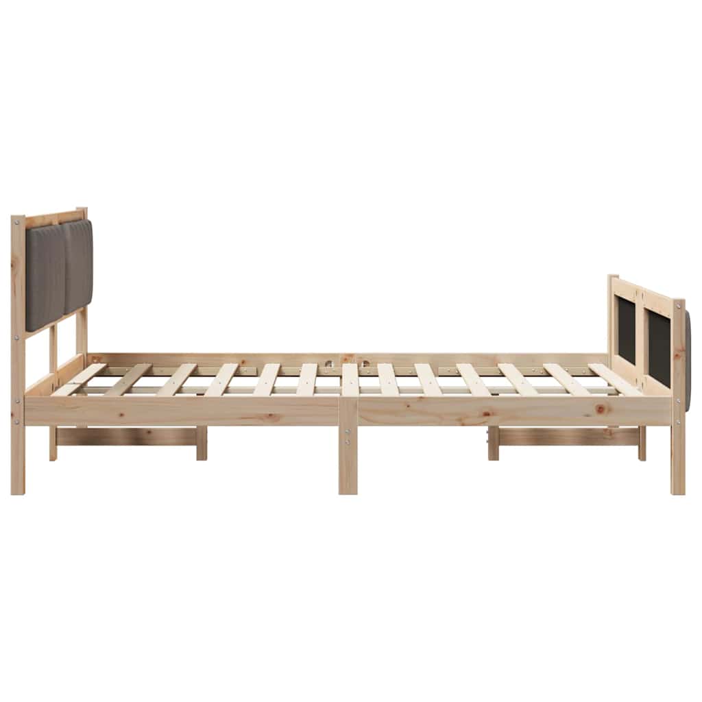 Bed frame Brown and taupe 140 x 190 cm Solid pine wood