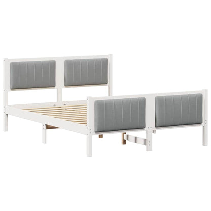 Bed frame White and light grey 140 x 190 cm Solid pine wood