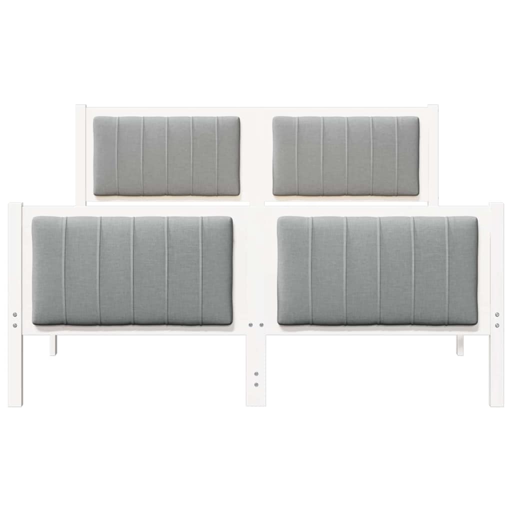 Bed frame White and light grey 140 x 190 cm Solid pine wood