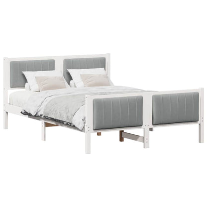 Bed frame White and light grey 140 x 190 cm Solid pine wood
