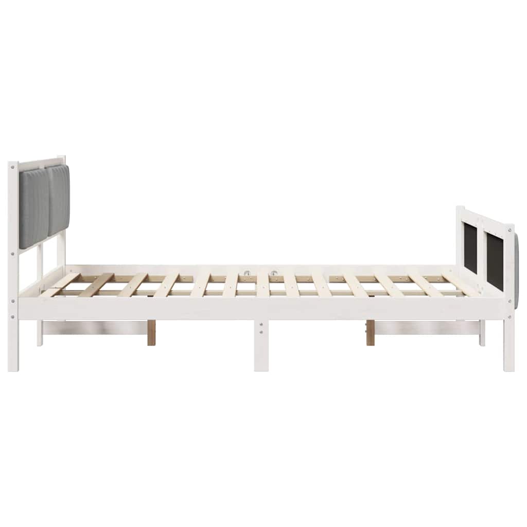 Bed frame White and light grey 140 x 190 cm Solid pine wood