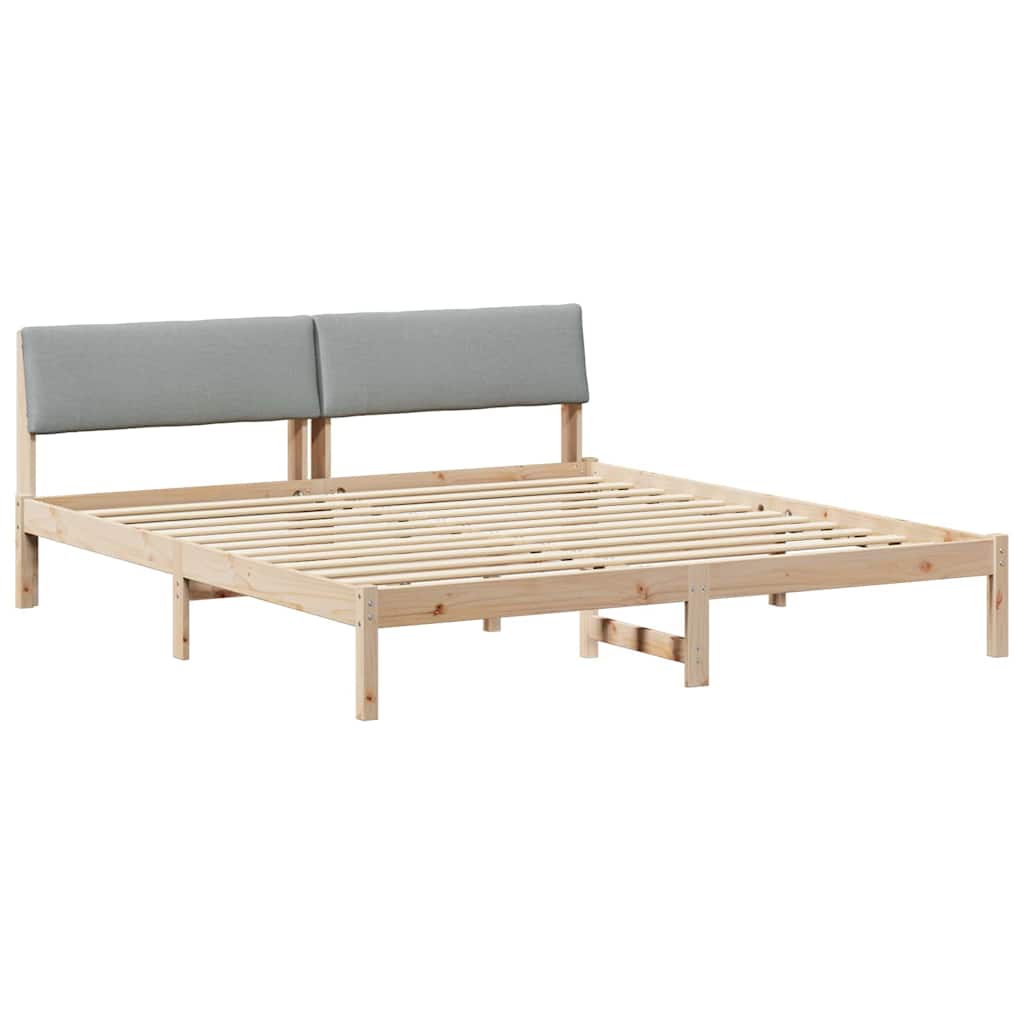 Bed frame Brown and light grey 200 x 200 cm Solid pine wood