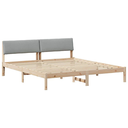 Bed frame Brown and light grey 200 x 200 cm Solid pine wood