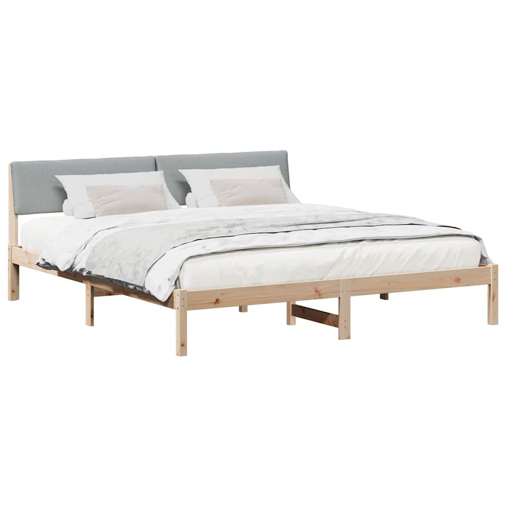 Bed frame Brown and light grey 200 x 200 cm Solid pine wood