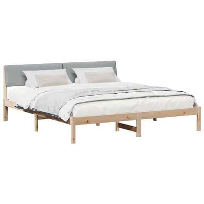 Bed frame Brown and light grey 200 x 200 cm Solid pine wood