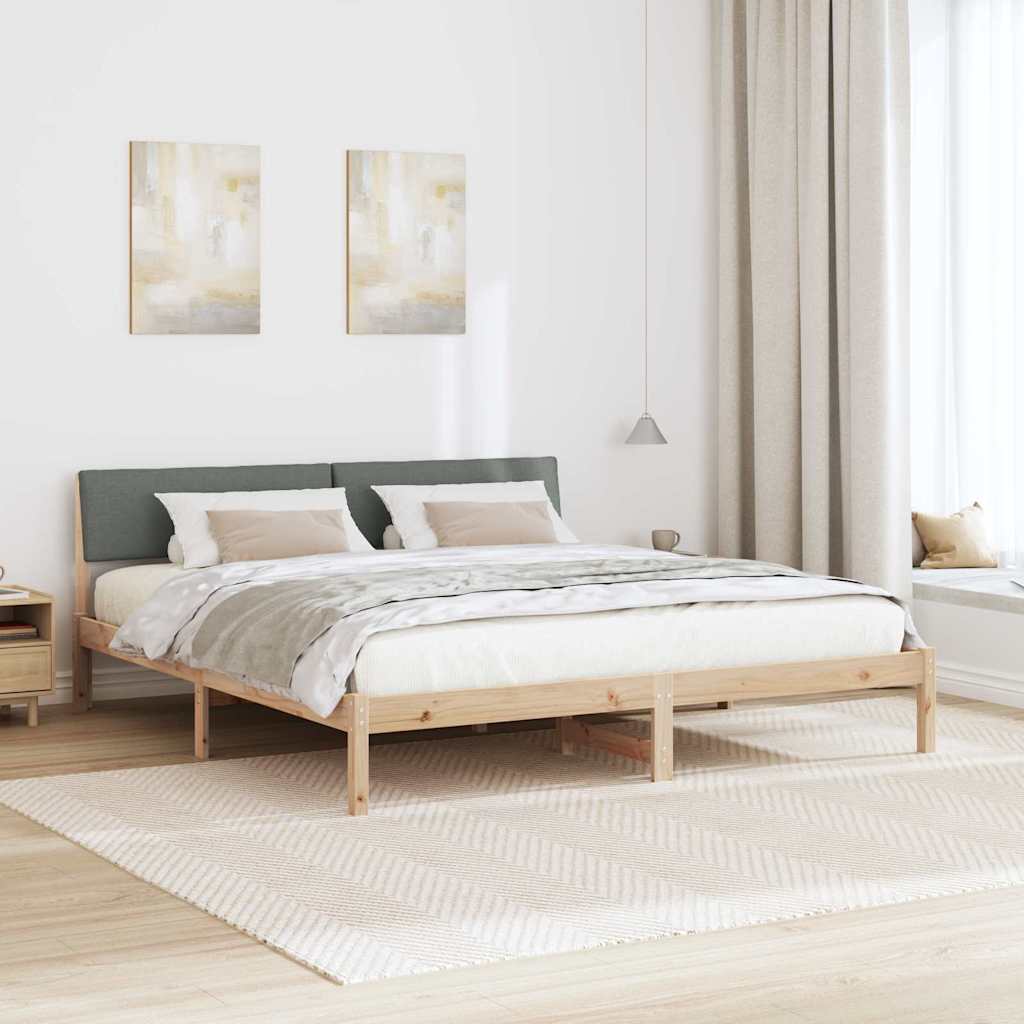 Bed frame Brown and dark grey 200 x 200 cm Solid pine wood