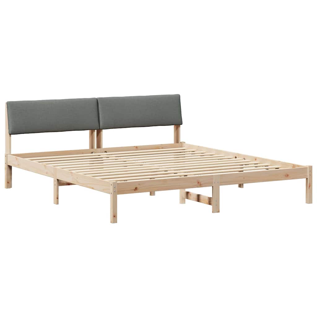 Bed frame Brown and dark grey 200 x 200 cm Solid pine wood
