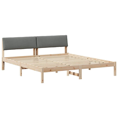 Bed frame Brown and dark grey 200 x 200 cm Solid pine wood