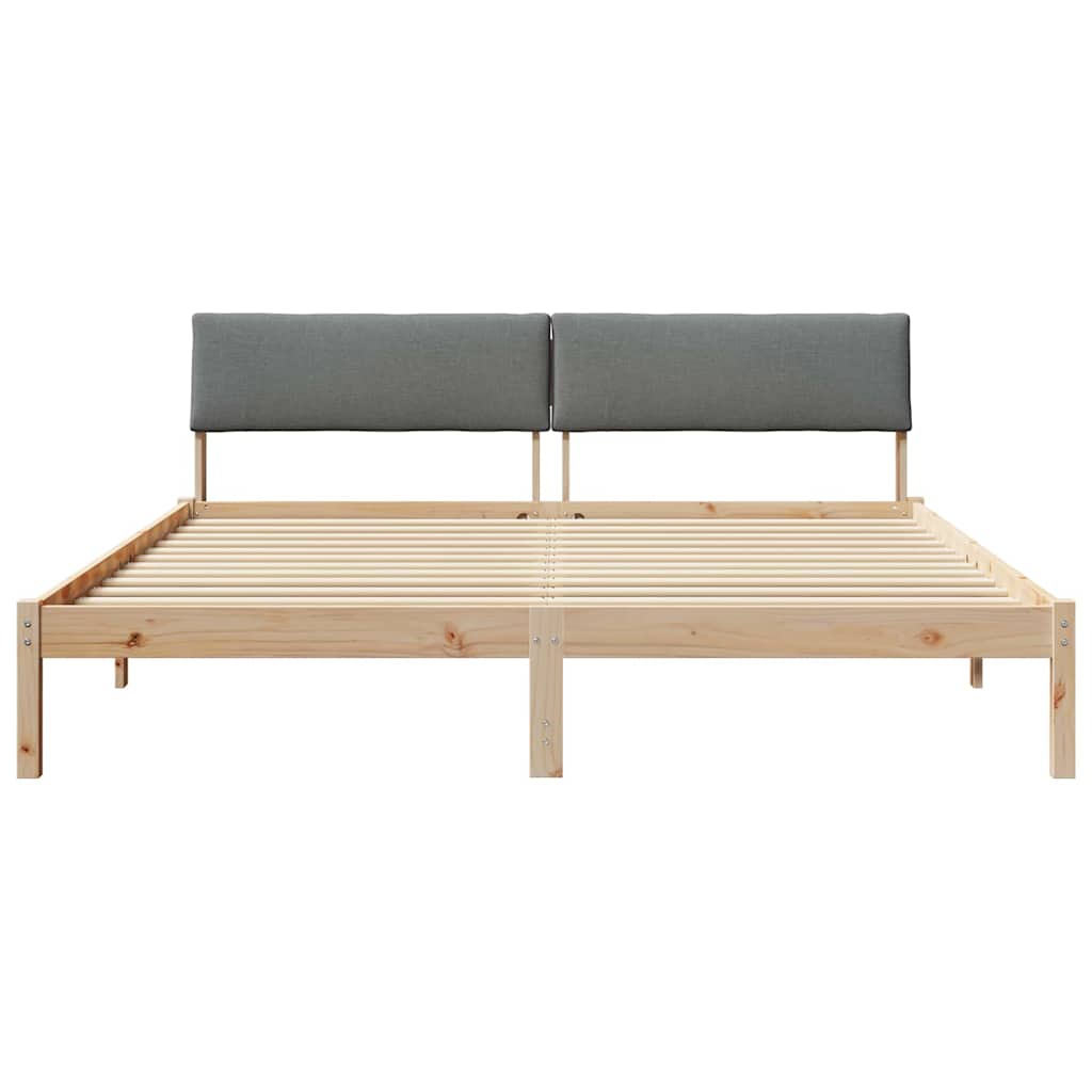 Bed frame Brown and dark grey 200 x 200 cm Solid pine wood