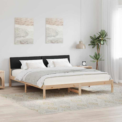 Bed frame Brown and black 200 x 200 cm Solid pine wood