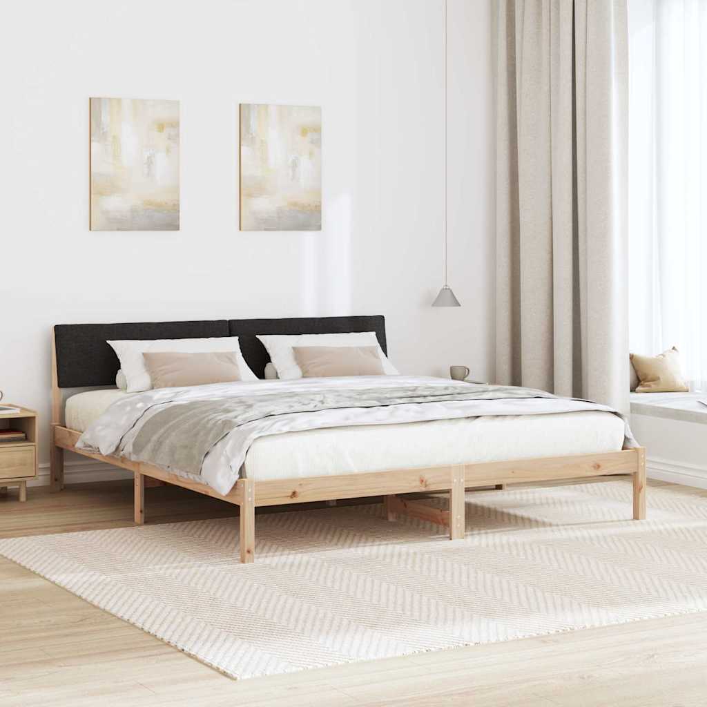 Bed frame Brown and black 200 x 200 cm Solid pine wood