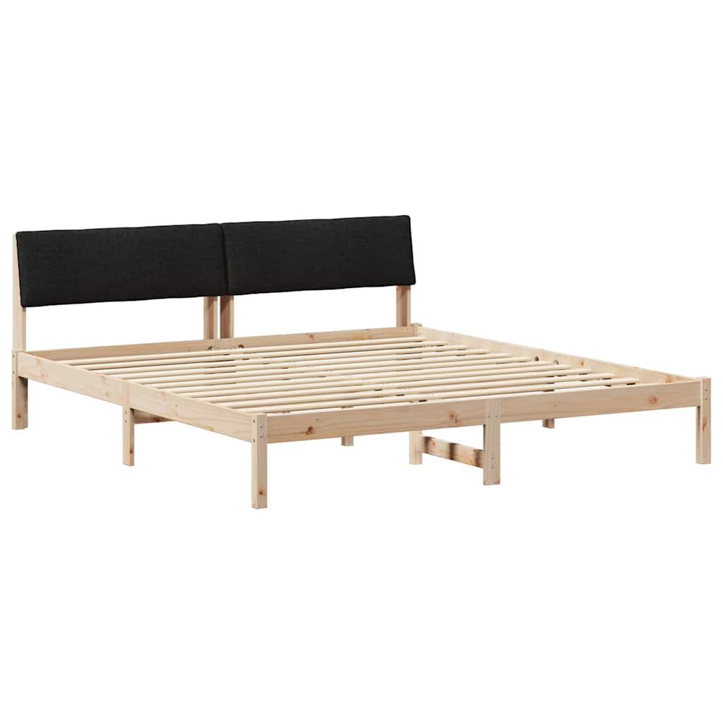 Bed frame Brown and black 200 x 200 cm Solid pine wood